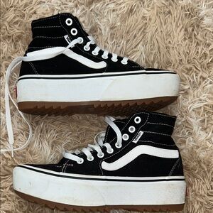 Vans Women's Black and White Platform Sneakers
